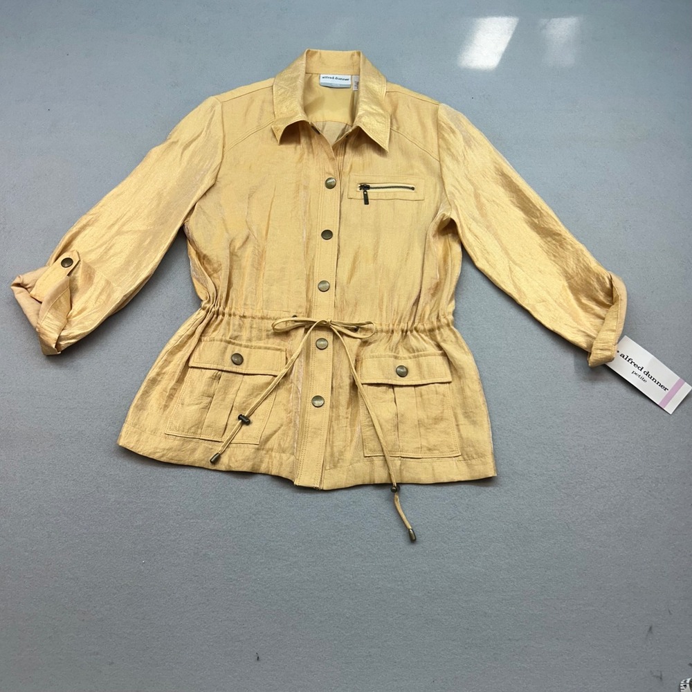 NWT Alfred Dunner Tradewinds Yellow Gold Utility Jacket Petite 6P granny core